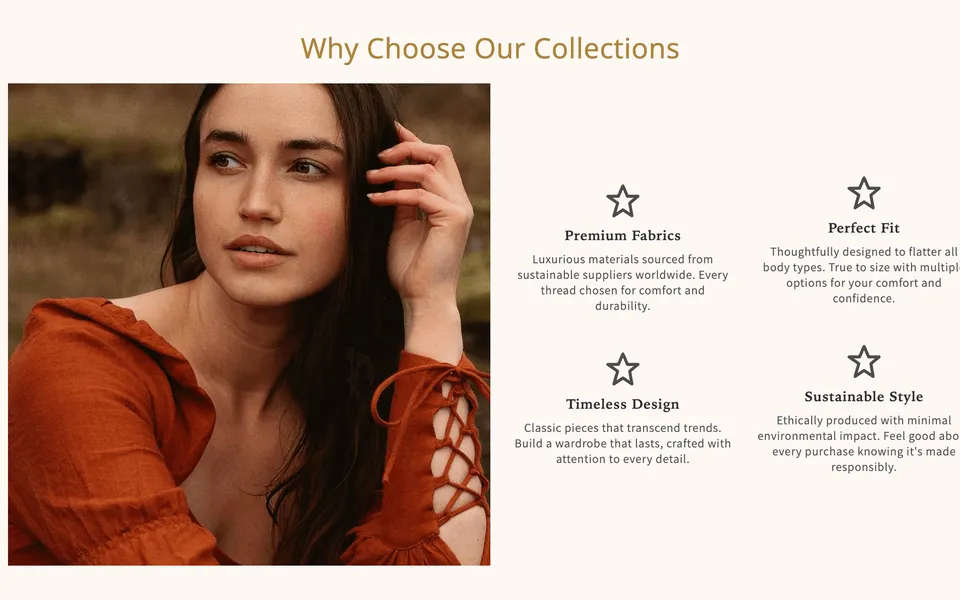 Product features section from Abra Sections