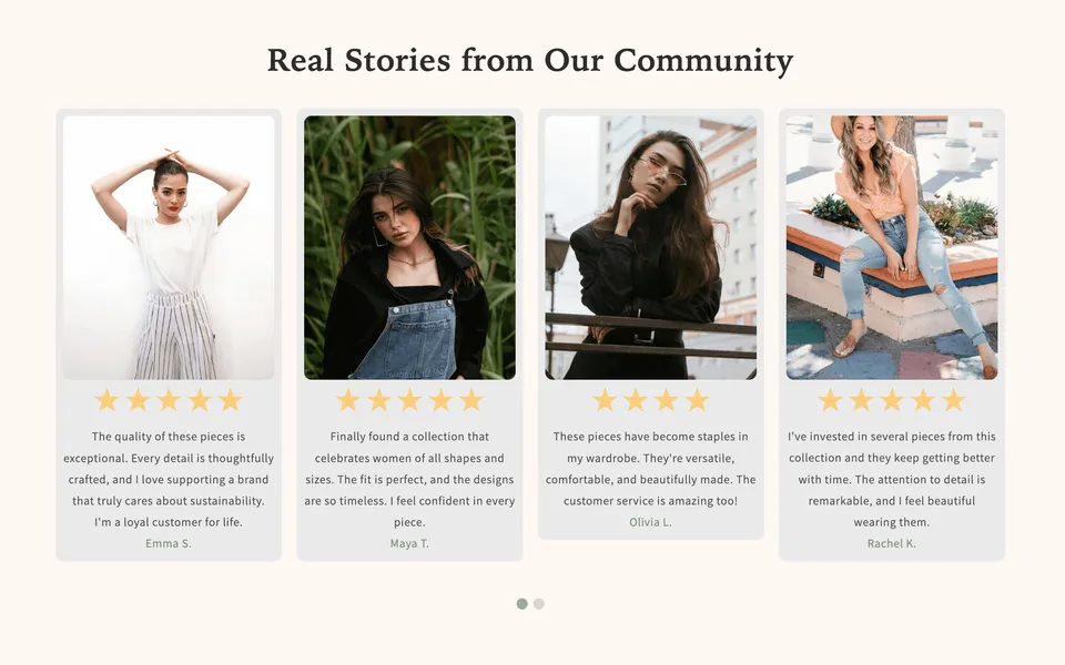 Testimonials section from Abra Sections